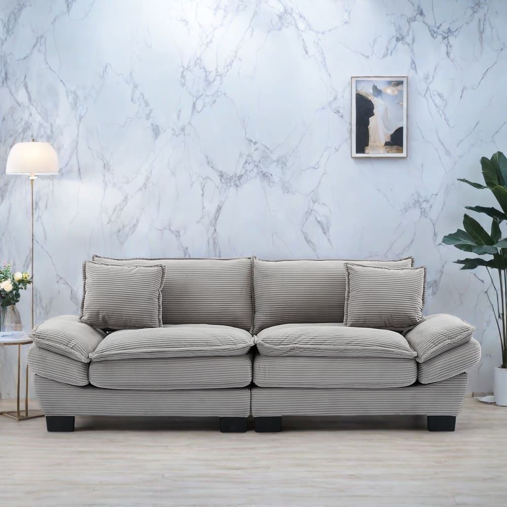 65.5" Upholstered 3-Seater Sofa Couch with Two Pillows and Sturdy Construction