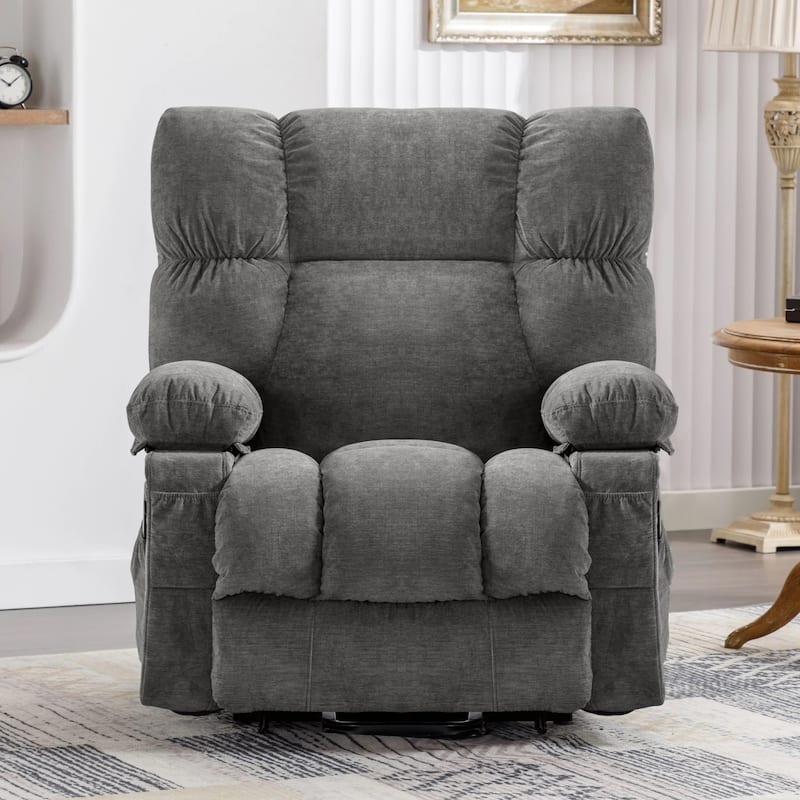 Blue Power Lift Recliner Chair with Heat, Massage, USB, and Remote Control