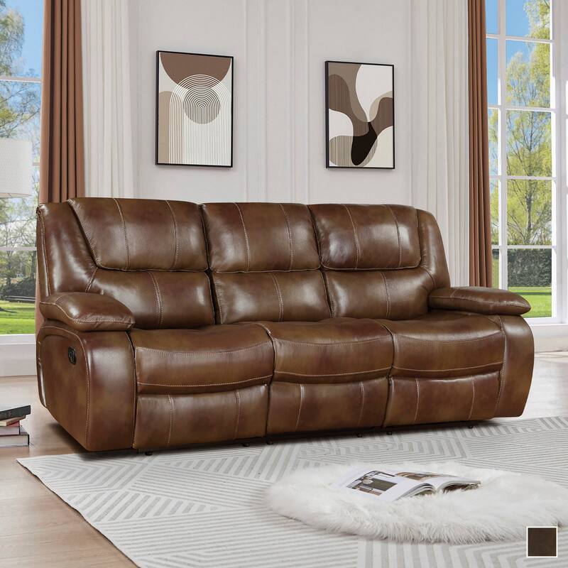 Baron Leather Match Double Reclining Sofa