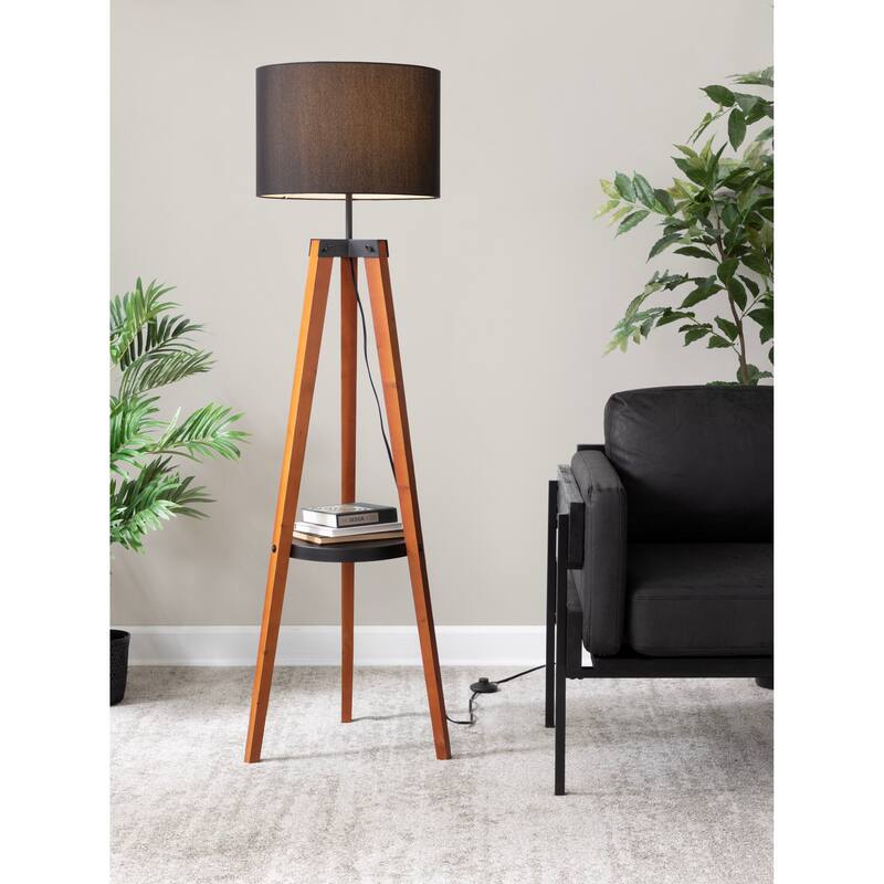 Carson Carrington Compass Tripod Floor Lamp with Shelf