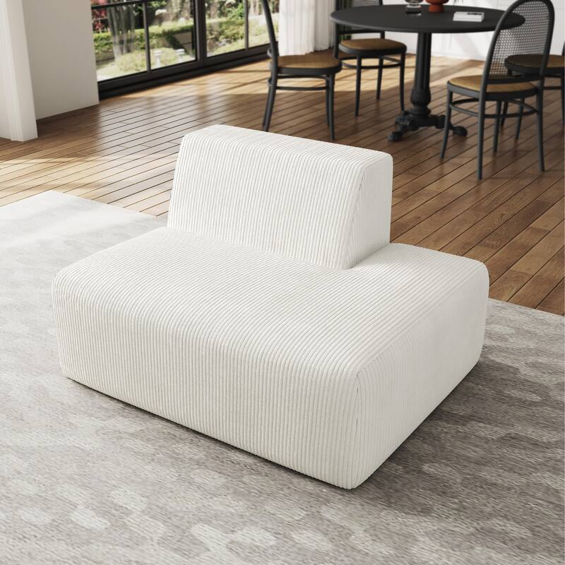 Modern Chaise Lounge Indoor Corduroy Sofa - BEIGE/RIGHT
