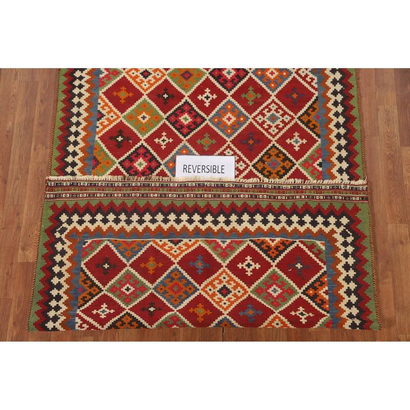 Vegetable Dye Kilim Qashqai Persian Rug Flatweave Wool Carpet - 4'5" x 8'3"
