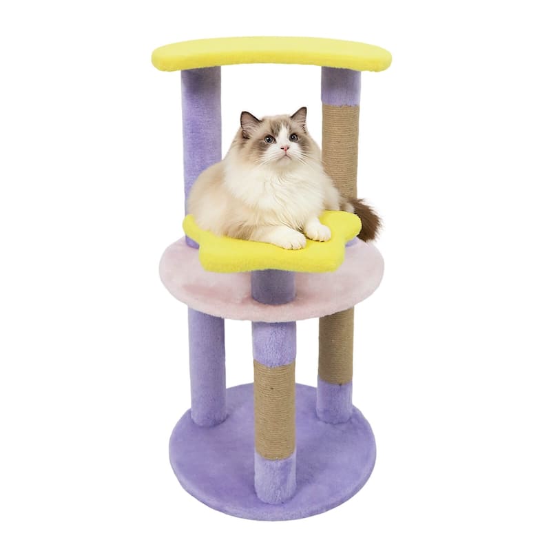 Costway 29” Cute Modern Cat Tree with Star & Moon Shaped Platforms, - See Details - Purple
