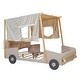 preview thumbnail 12 of 12, Wood Full Size Car Bed with Pillow, Ceiling Cloth, LED and Canopy Frame, Wood Kid Bed Frame, No Box Spring Needed