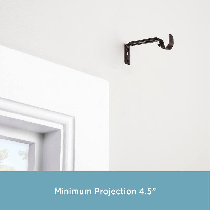 Kenney® 3/4" Adjustable 4.5-6.125" Curtain Rod Mounting Brackets, Set of 2, Black