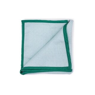 Work of Artisans Organic Cotton Woven Baby Blanket -Sea Green w/Dark Green Hemming