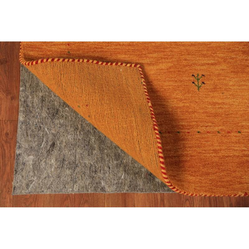 Orange Gabbeh Modern Area Rug Hand-Knotted Wool Carpet - 5'3" x 8'0"