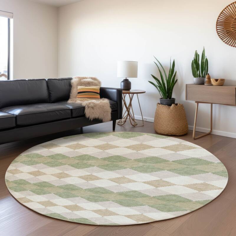Premium Washable Super Soft Diamond Modern Mayfield Rug - Aloe - 8' x 8'