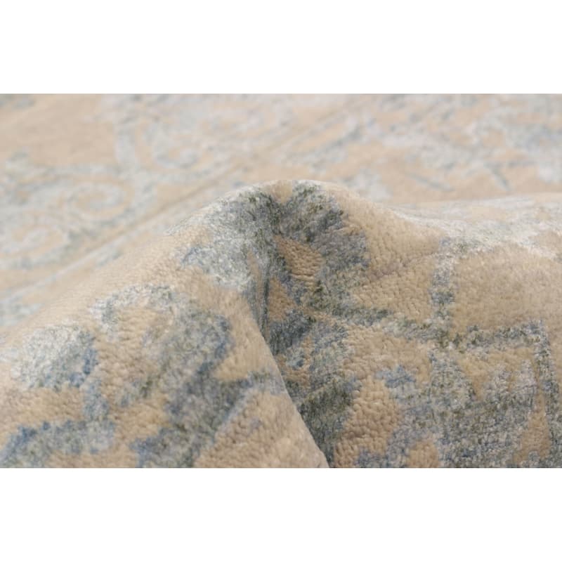 ECARPETGALLERY Hand-knotted Heritage Khaki Silk, Wool Rug - 2'6 x 6'11