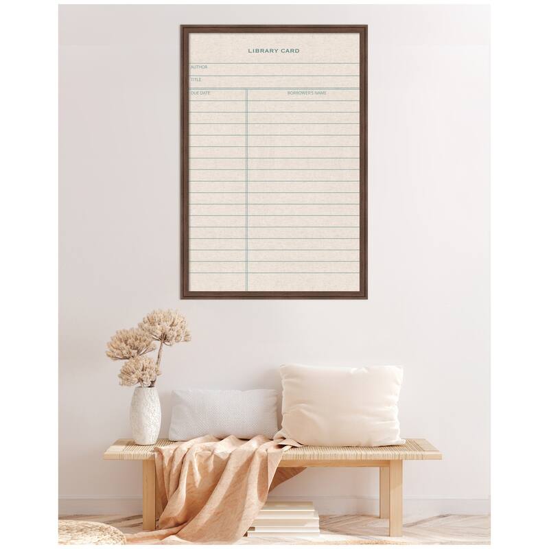 Kate and Laurel Framed Fabric Pinboard Linen Library Card Wall Organization