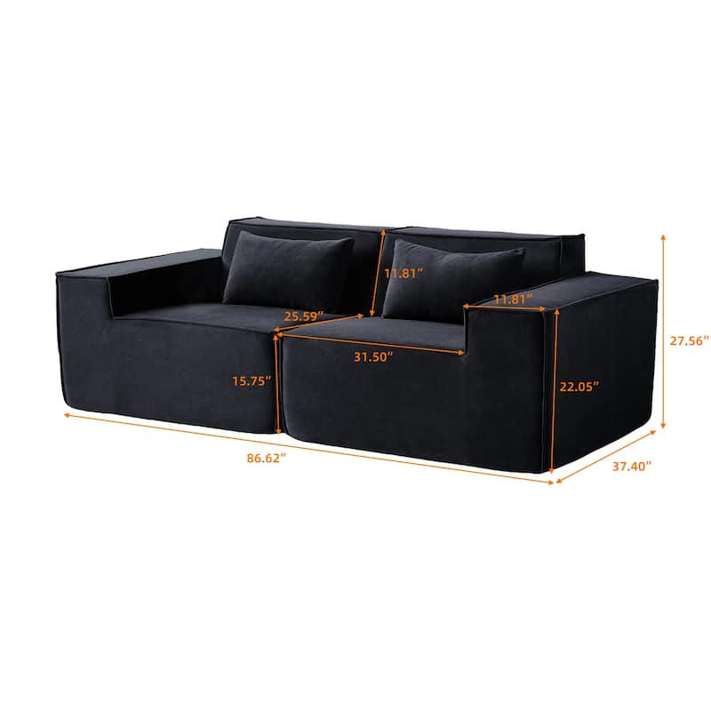 86.62" Modular Sectional Couch, Huge Plus Love Seat Sofa, Modern Comfy Corduroy Couches