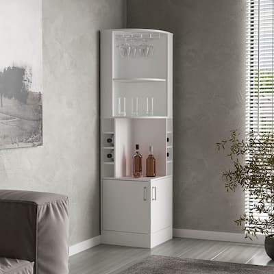 Corner Bar Cabinet, Double Door Cabinet, Glass Rack, Eight Built-in Wine Rack