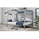 preview thumbnail 4 of 7, Full XL over Queen Metal Bunk Bed Frame with Ladder and Full-length Guardrails, Metal Slats Support for Kids, Teens - Silver