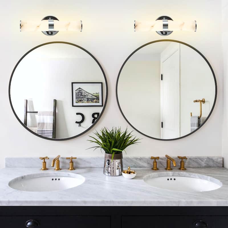 Resin Imitation Marble Wall Sconce, Set of 2 - Modern Vertical Light Fixture (Indoor Use Only)