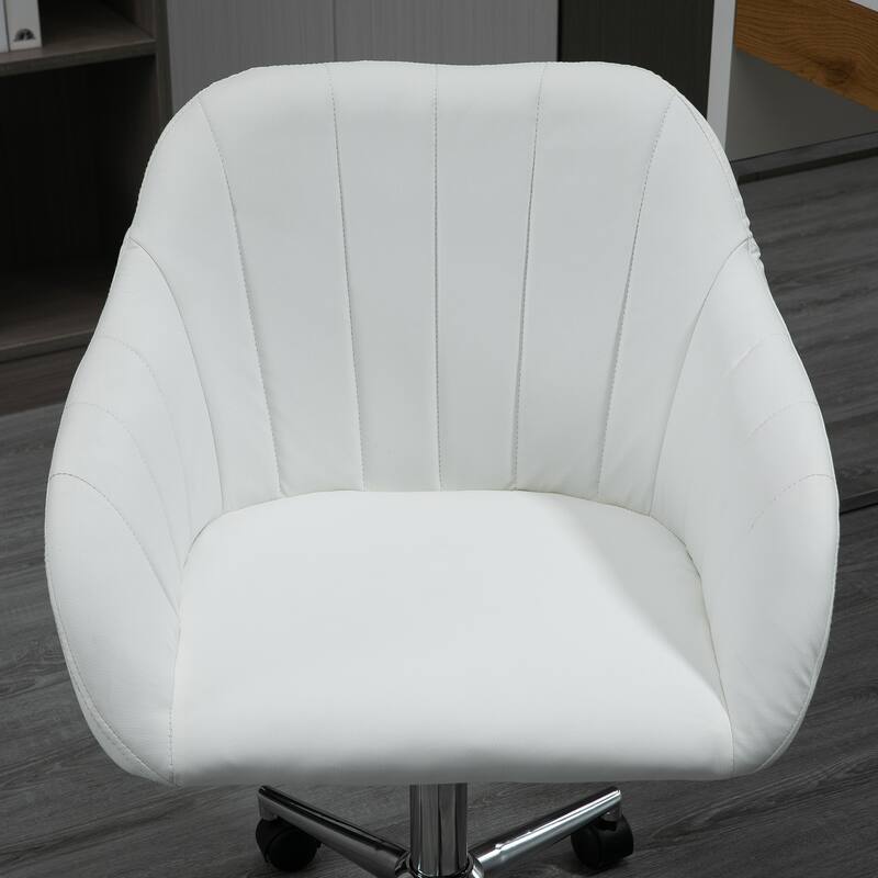 Vinsetto Mid Back Home Office Chair Computer Desk Chair with PU Leather, Adjustable Height, Swivel Wheels for Study, Bedroom
