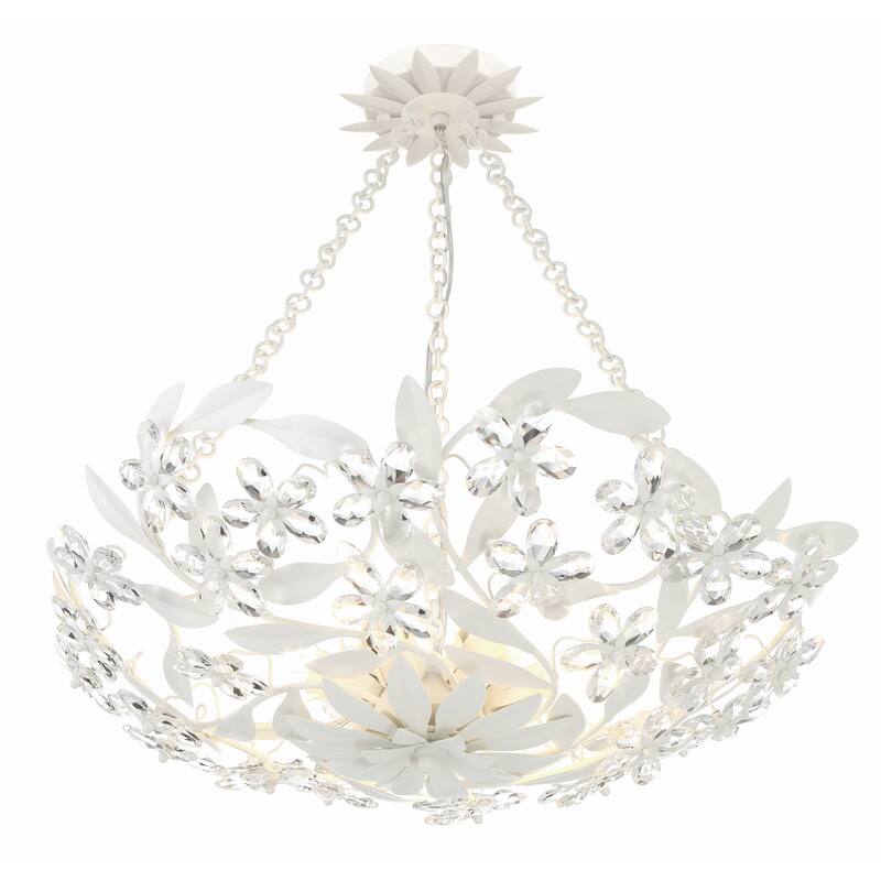 Marselle 6 Light Matte White Chandelier - 24"W x 6"H x 24"D