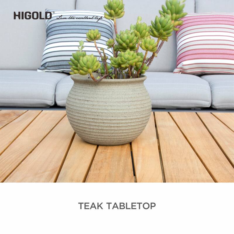 Emoti 4 Pieces Aluminum Outdoor Conversation Sets, Teak Tabletop by HIGOLD