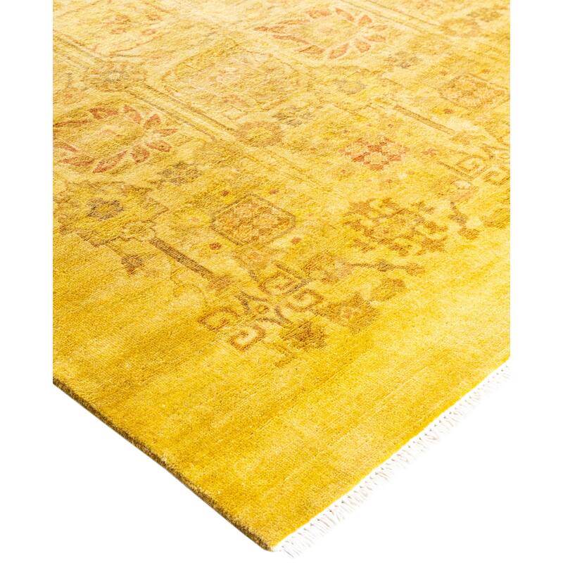 Overdyed One-of-a-Kind Hand-Knotted Area Rug - Yellow - 4' 1" x 6' 2"