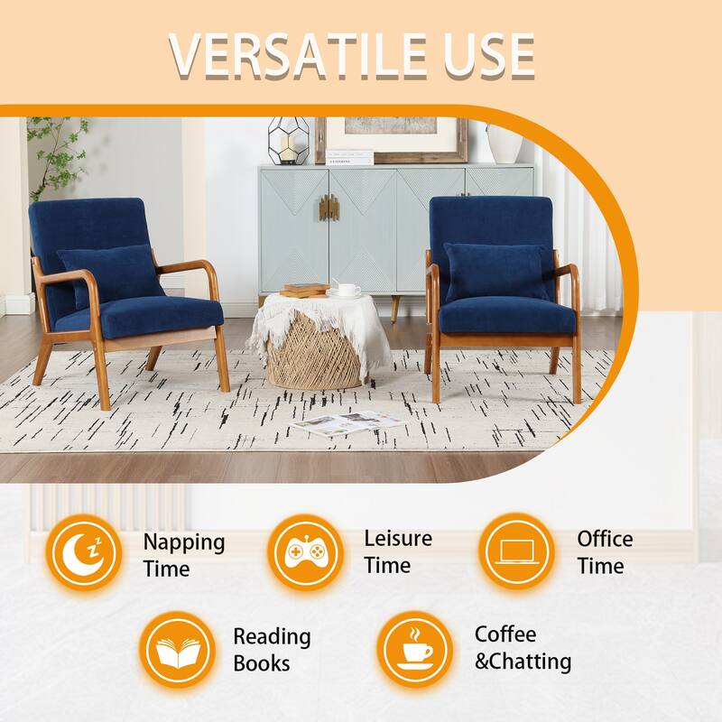 Homefun Corduroy Upholstered Mid-Century Modern Wood Frame Single Armchair for Living Room