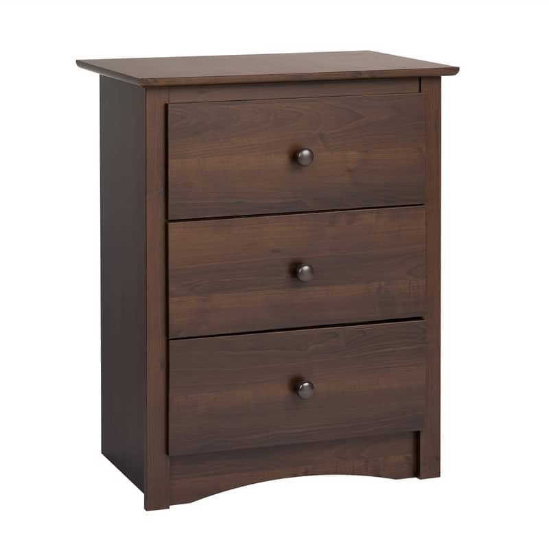 Traditional Tall Nightstand Side Table with 3 Drawers - 1 Pack-3 Drawer - 3-drawer