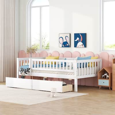 Multi-Functional Twin Daybed with Storage Drawers, Sturdy Wood Frame
