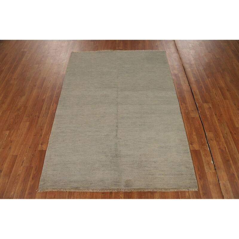 Hand Knotted Oriental 100% Wool Carpet Modern Modern Beige & Ivories Gabbeh Area Rug - 5' 10'' X 4' 3''