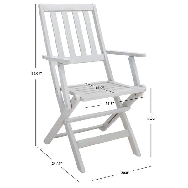 dimension image slide 3 of 4, SAFAVIEH Hikaru 39.4-Inch Extendable Wood 7-Piece Outdoor Dining Set