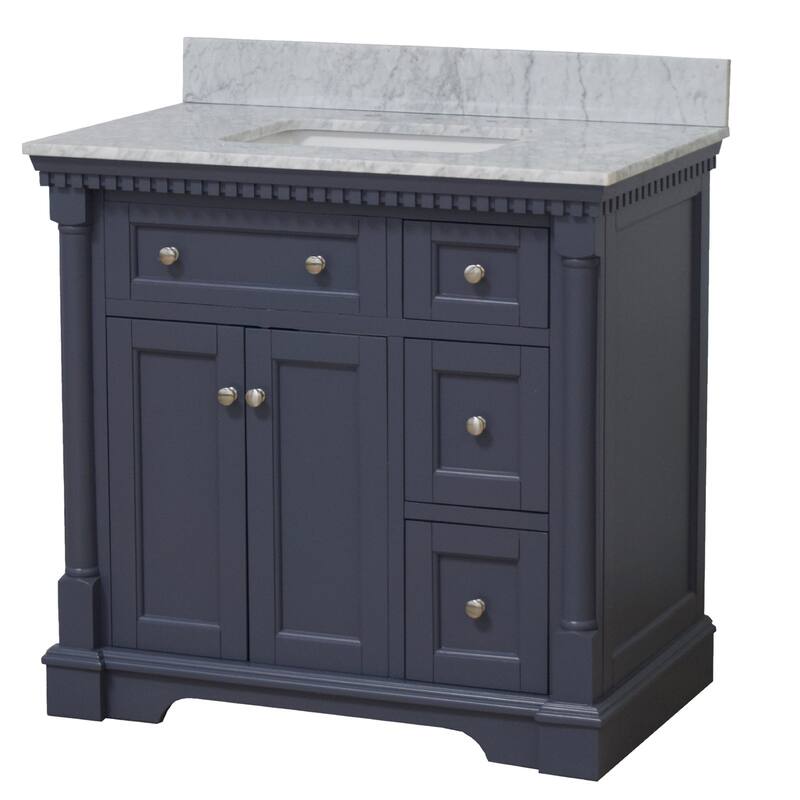 KitchenBathCollection Sydney 36" Bathroom Vanity with Carrara Marble Top