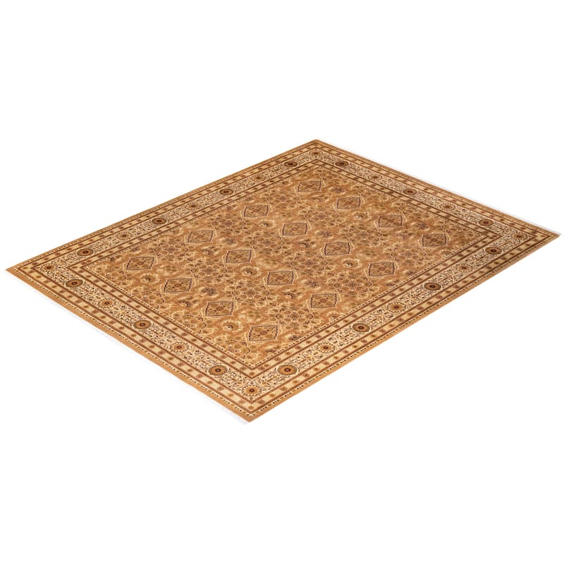 Overton Handknotted Wool Traditional Oriental Brown Area Rug - 8' x 10'