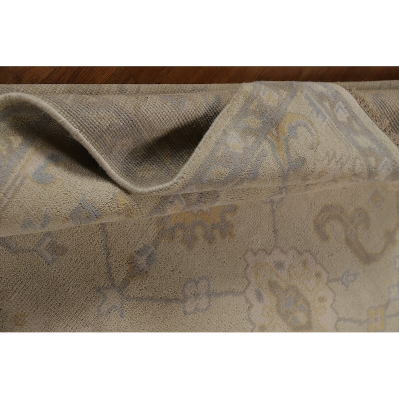 Earth Tone Oushak Indian Rug Hand-Knotted Transitional Wool Carpet - 8'0"x 9'5"