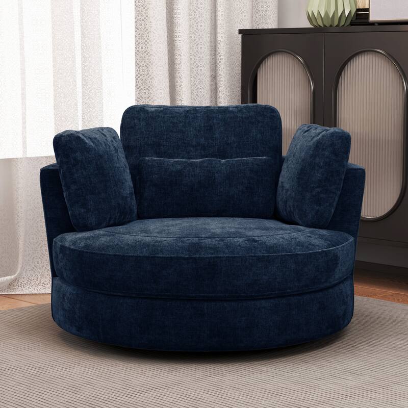 50.2"W Accent Barrel Chair,360° Swivel Club Chair with Metal Base