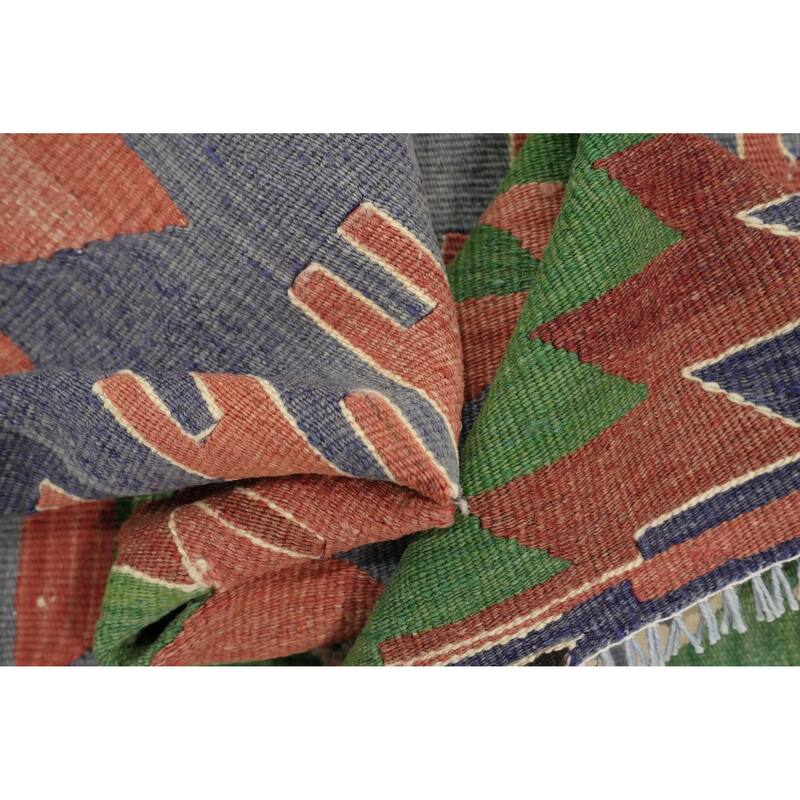 Hand Woven Oriental 100% Wool Carpet Southwestern Tribal Coral Kilim Area Rug - 7' 8'' X 6' 1''