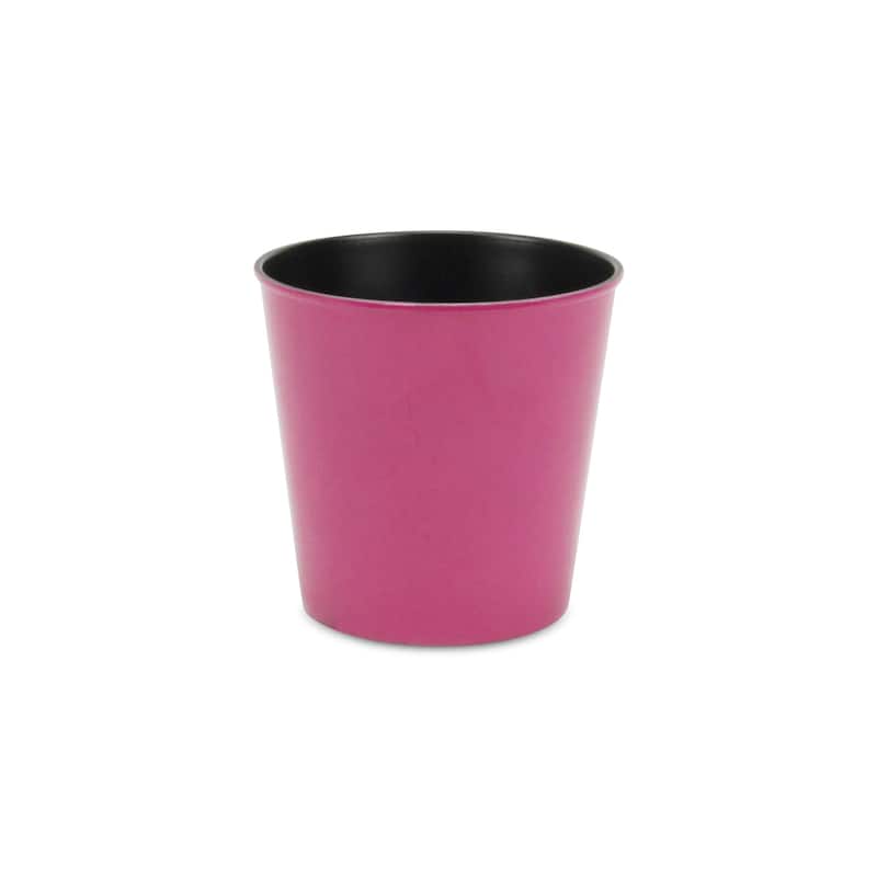 HomeRoots 5" Hot Pink Recycled Plastic Indoor Outdoor Round Pot Planter