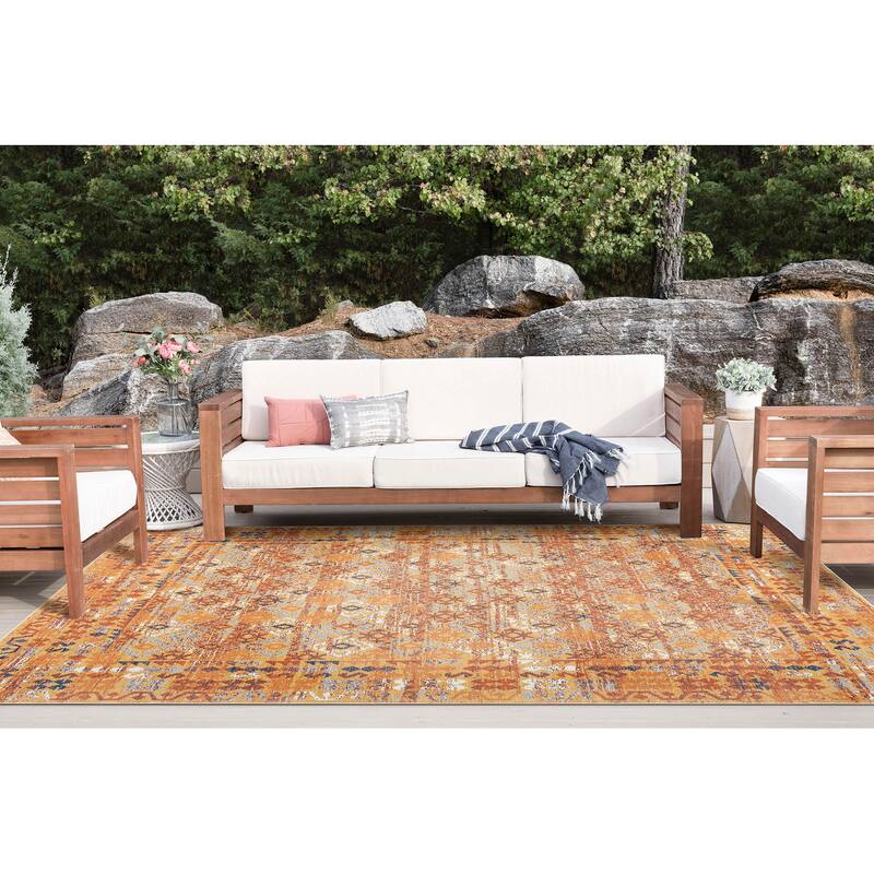Alfresco Nautical & Coastal Border Reversible Indoor/Outdoor Area Rug