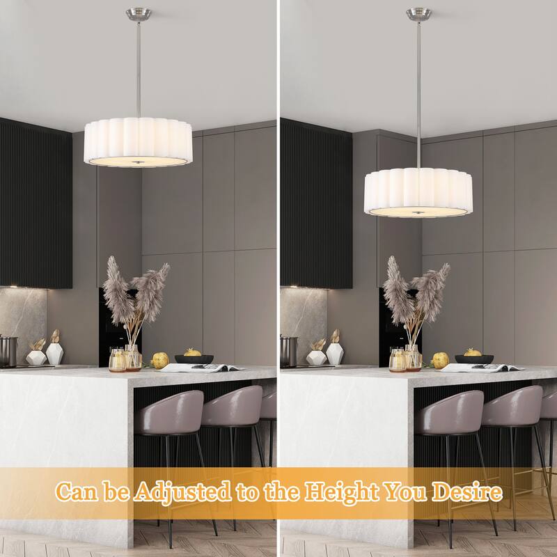 5 Light Simple Modern Pendant with Fabric Shade Adjustable Height Bulb Not Included