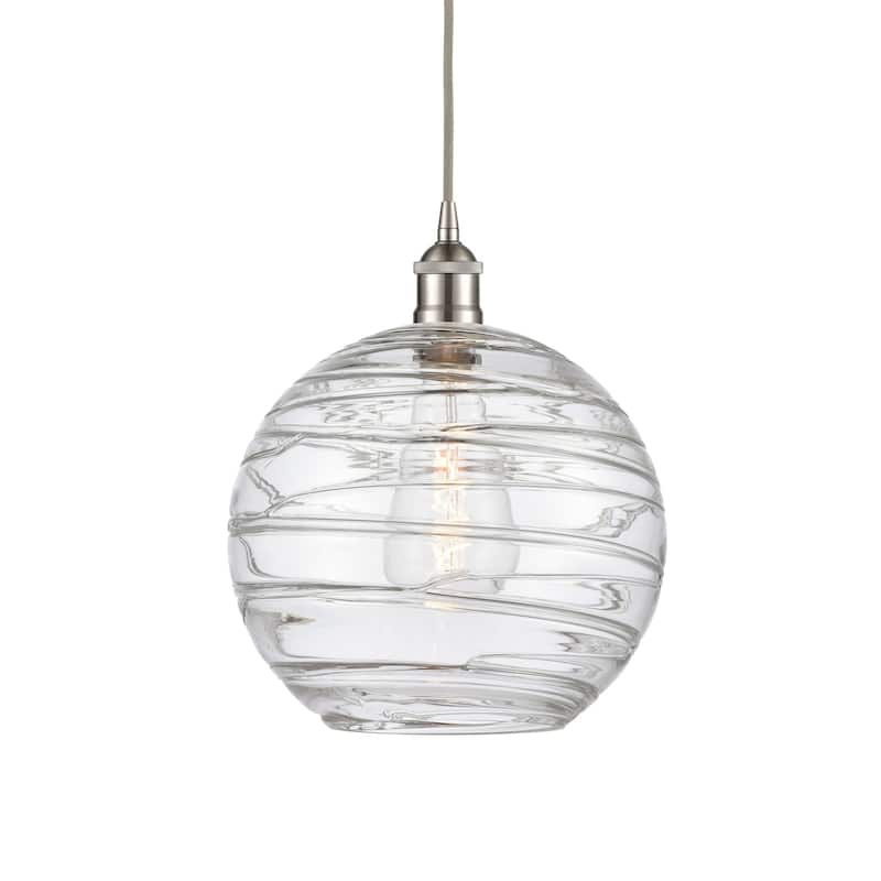 Innovations Lighting 616-1P-15-12 Athens Pendant Athens 12" Wide - Brushed Satin Nickel / Clear Deco Swirl