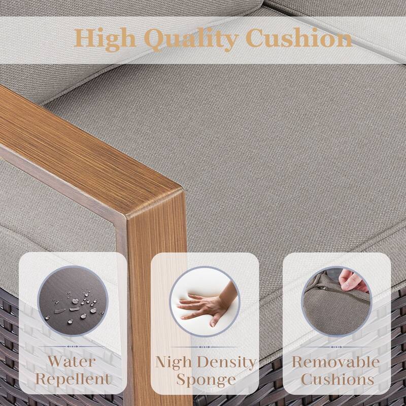 Pocassy Fire Pit Table with Outdoor Sofa Chair Ottoman Set