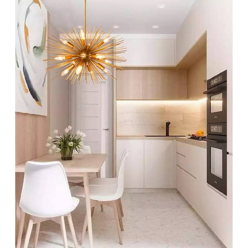 12 - Sputnik Satellite Dimmable Chandelier, Sphere Pendant Gold Ceiling Light