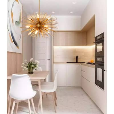 12 - Sputnik Satellite Dimmable Chandelier, Sphere Pendant Gold Ceiling Light