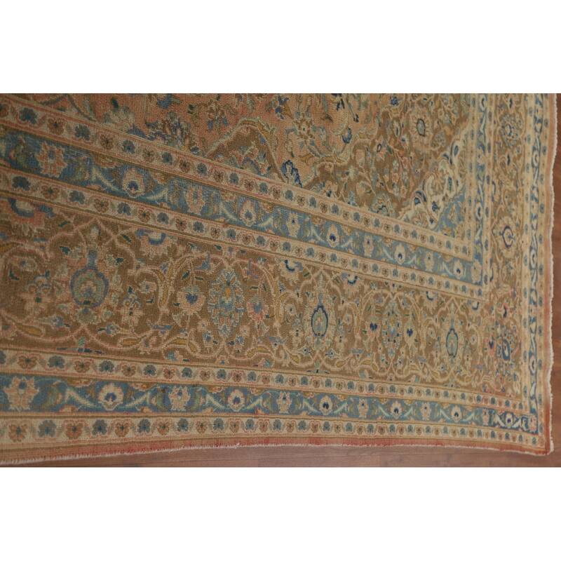 Hand Knotted Oriental 100% Wool Carpet Traditional Floral Oranges & Rust Mashad Area Rug - 12' 6'' X 9' 5''