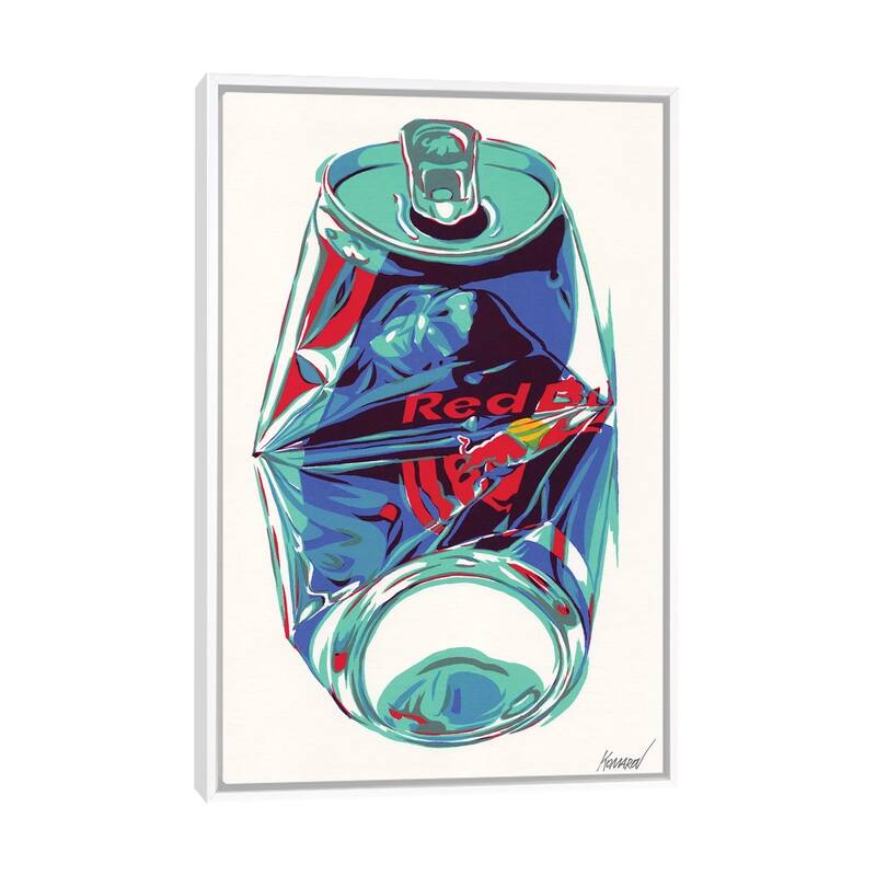 iCanvas "Crashed Red Bull Can" by Vitali Komarov Framed Canvas Print - White - 48x32