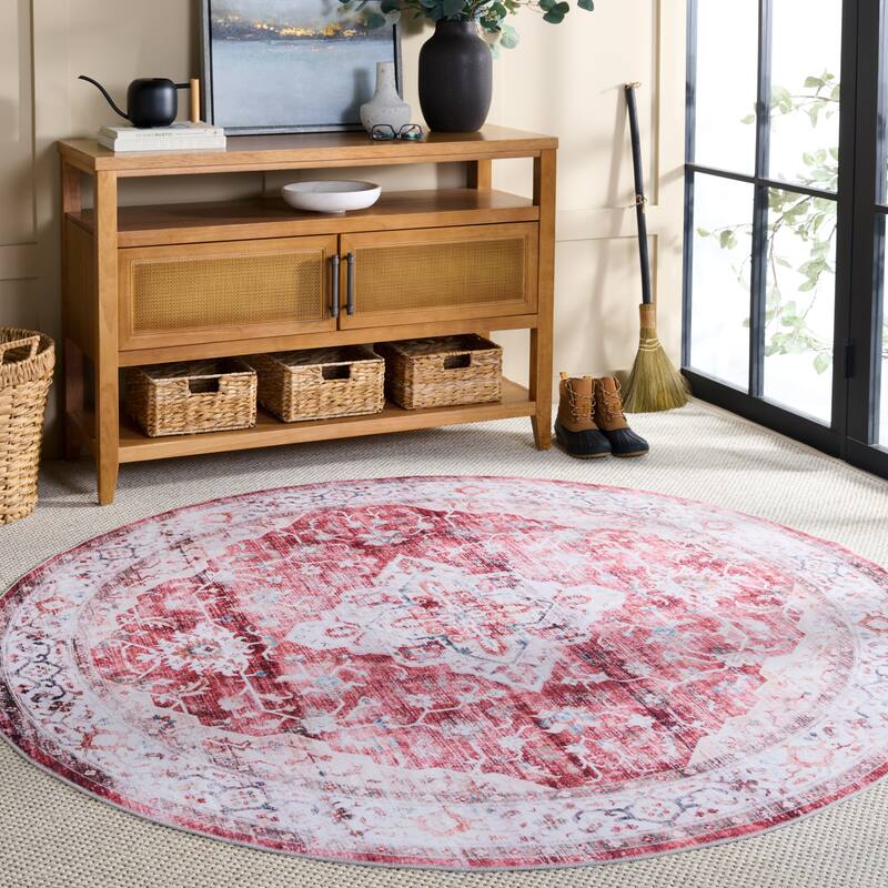 Martha Stewart Zlatija Machine Washable & Slip Resistant Rug - 6' Round - Rust/Gold