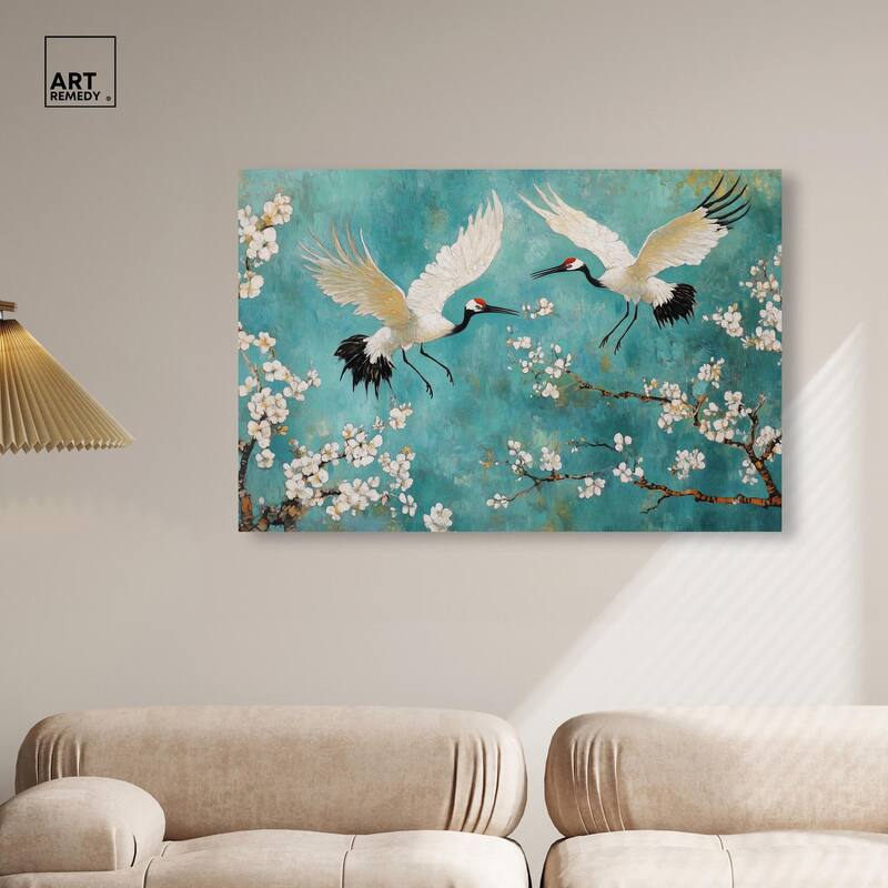 Gentle Tiger Nap Canvas Elegant Birds by Art Remedy, Gallery Wrapped