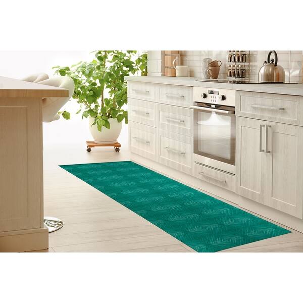 slide 2 of 7, TURQUOISE WOOD Kitchen Mat by Kavka Designs
