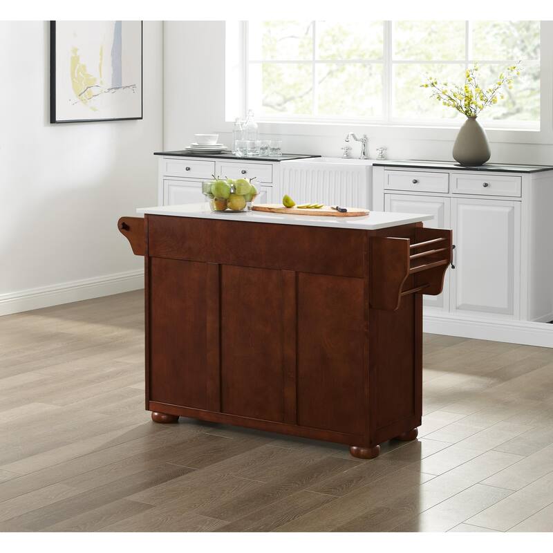 Kitchen Island Stone Top Portable Cart Storage Cabinet Modern Kitchen Furniture