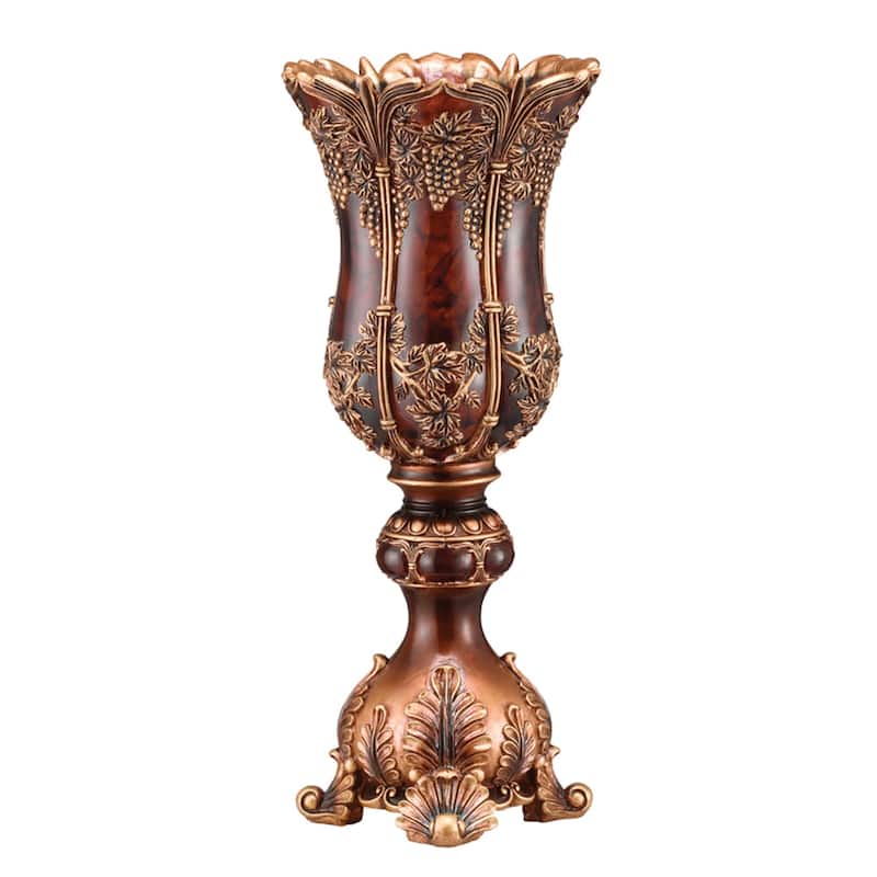 20" Red and Gold Polyresin Damask Novelty Urn - 8.50
