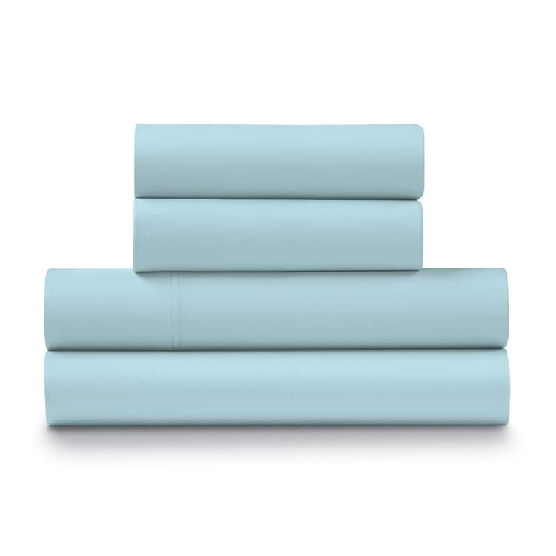 100% Cotton Percale Cool and Crisp Deep Pocket Sheet Set - Aqua - Full