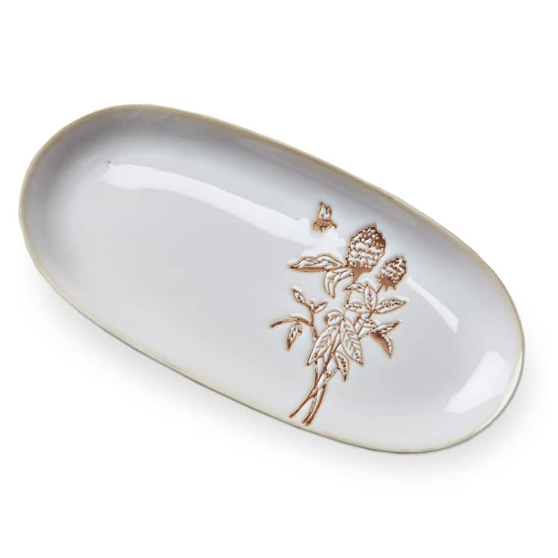 Lavender & Honey Small Oval Serving Platter - Multicolor Ceramic, Dishwasher Safe, Perfect for Spring and Summer Gatherings