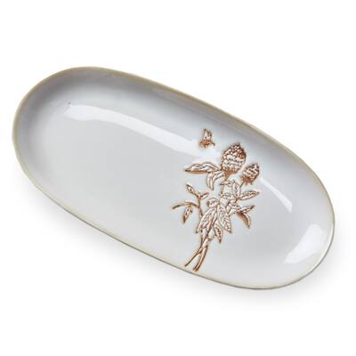 Lavender & Honey Small Oval Serving Platter - Multicolor Ceramic, Dishwasher Safe, Perfect for Spring and Summer Gatherings
