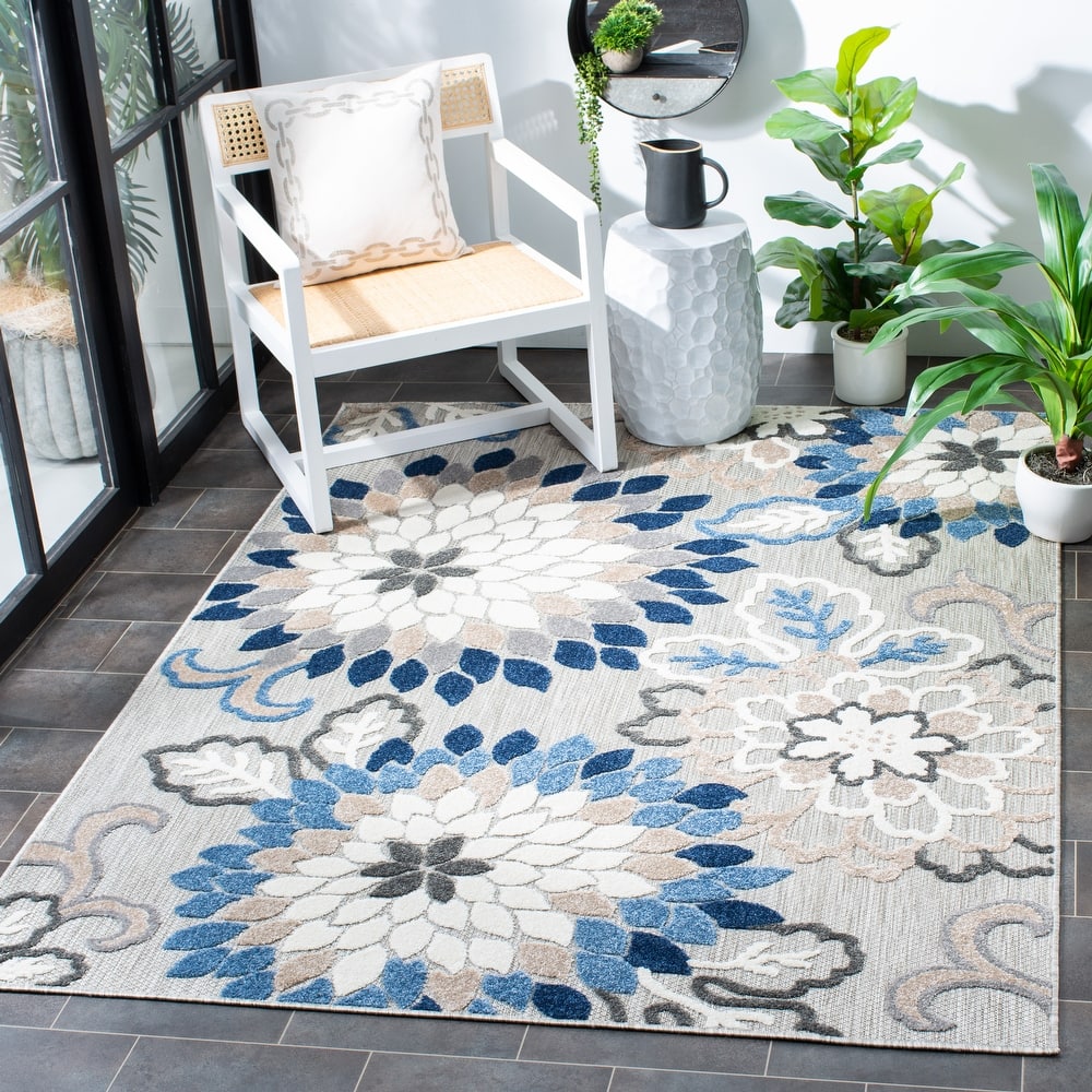 SAFAVIEH Cabana Ortrun Indoor/ Outdoor Waterproof Patio Floral Rug